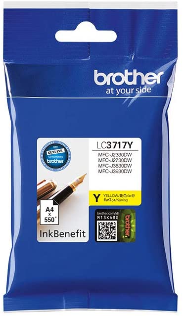 BROTHER Genuine LC3717Y High Yield Yellow Printer Ink Cartridge, 5 x 12.4 x 6.4 cm