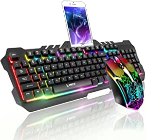 COOSEON Gaming Keyboard and Mouse, Keyboard and Mouse Combination, Wired Keyboard and Mouse, USB Interface, LED Keyboard, Mechanical Sensitivity, Suitable for Gaming, Work and Entertainment