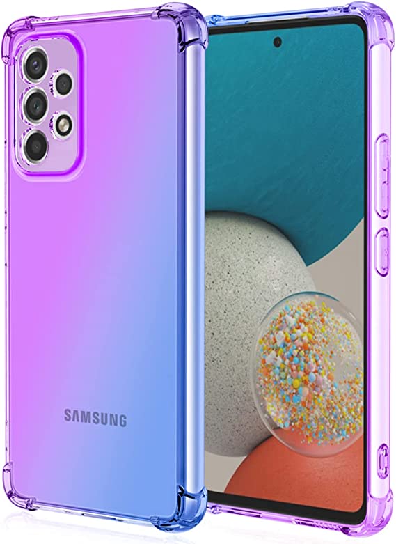 Osophter for Galaxy A23 Case,Samsung A23 Case Clear Transparent Reinforced Corners TPU Shock-Absorption Flexible Cell Phone Cover for Samsung Galaxy A23(Purple Blue)