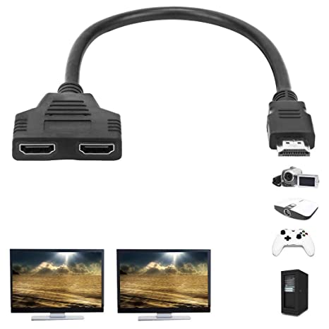 HDMI Splitter Adapter, ToneGod HDMI Splitter Cable for Dual Monitors Duplicate/Mirror(1 in 2 Out), HDMI Male to Dual HDMI Female for HDMI HD, LED, LCD, TV, Support Two TVs at The Same Time
