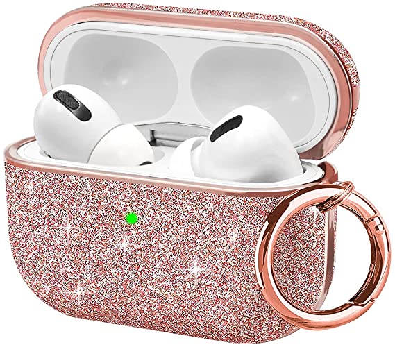 AirPod Pro Case,AirPods Pro Case,Casewind AirPod Pro Case Cover Bling Glitter Cute Full Protective Hard Shockproof with Keychain Ring for Women Girl Men AirPod Pro Charging Case,Front LED Visible,Pink