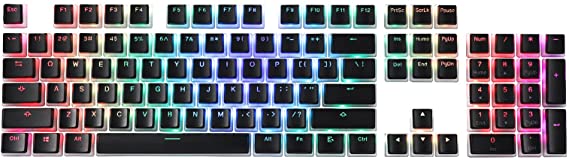 Redragon A130 Pudding 104 Keys Standard Doubleshot Pbt Keycap Set w/Translucent Layer for Mechanical Keyboard (Black)