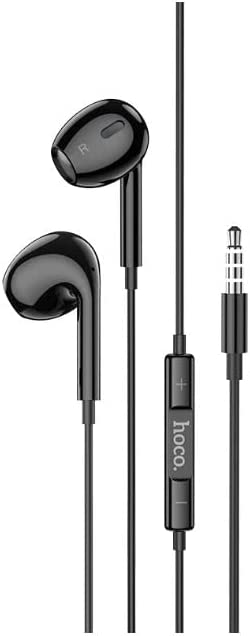 HOCO M1 Max crystal - wired Earphone with Mic (Length: 1.2m, Plug: 3.5mm) Compabitle with iPhone Samsung Xiaomi Oppo - Black