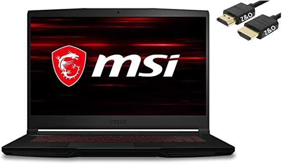 2021 Newest MSI GF63 Thin Gaming 15 Laptop, 15.6" FHD IPS Display, 10th Gen Intel i5-10300H (Beats i7-8750H), 8GB RAM, 256GB SSD, GeForce GTX 1650 4GB, Win10, HDMI Cable