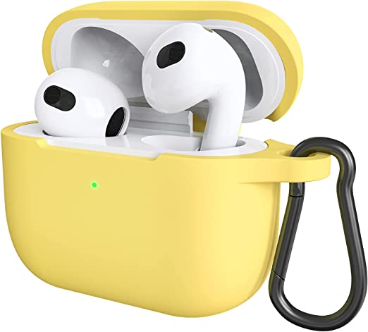 MILPROX AirPods Case, Protective Skin Cover with Keychain [Visible Front LED] Shockproof Soft Slim Cases Accessories for AirPods Charging Case [2021 Release] - Yellow