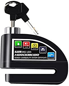 Herobiker Anti Theft Motorcycle Motorbike Bike Alarm Disc Lock Keys - (Black)