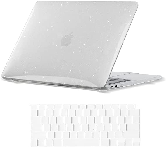 Se7enline Compatible with MacBook Air Case 13 inch M1 A2337/A2179/A1932 2018/2019/2020/2021 Crystal Glitter Bling Shining Laptop Protective Hard Shell Case with Keyboard Cover Skin,Transparent