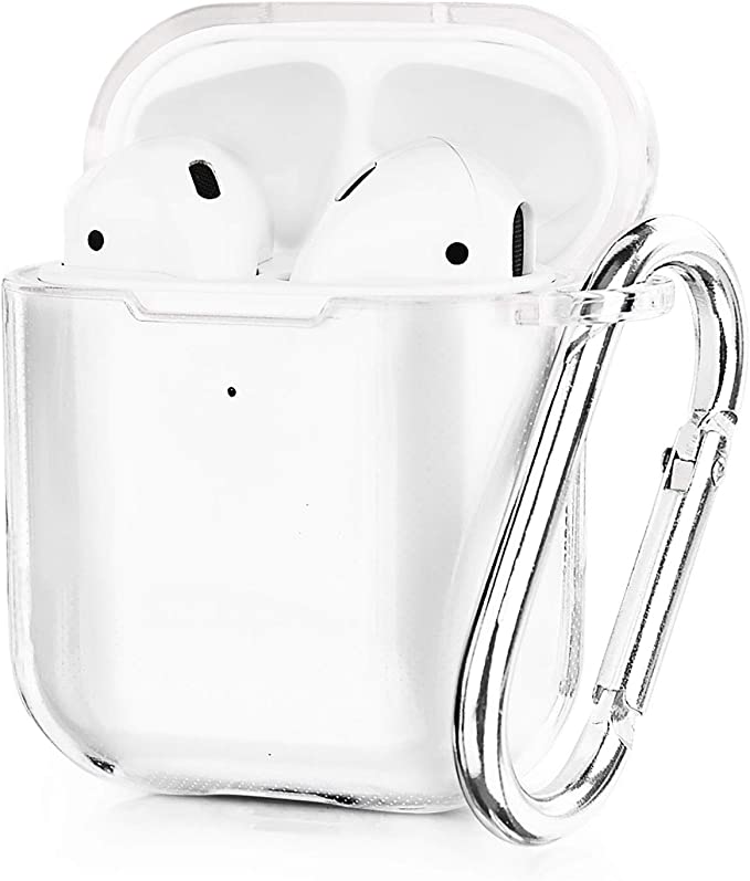 AIRSPO Airpods Case Cover, Clear Soft TPU Protective Cover Compatible with Apple AirPods 1/2 Wireless Charging Case with Keychain (Clear)