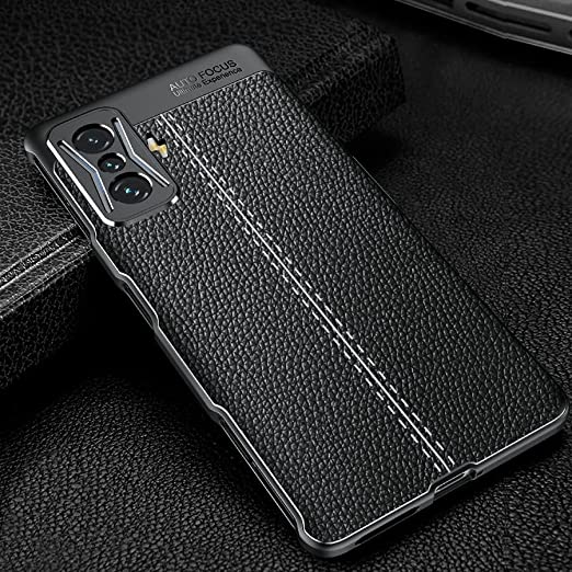Xiaomi Redmi K50 Gaming Edition, Shockproof Original Leather Pattern Back Case Cover Carbon Fiber Brushed - Slip-Resistant - premium quality cover From GrabMobily - Black