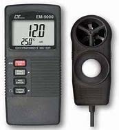 4 x 1 Air Velocity/Humidity/Temperature Light Meter Gauge Tpr Model: EM-9000 Made Taiwan