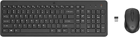 HP 330 Wireless Black Keyboard and Mouse Combo 1600 DPI, 2.4GHz Wireless, (2V9E6AA)