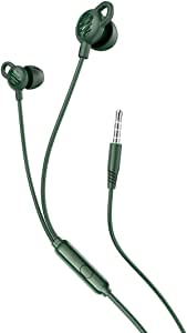 HOCO M89 - Comfortable Universal wired Earphone with Mic (Length: 1.2m, Plug: 3.5mm) single-button control Compabitle with iPhone Samsung Xiaomi Oppo - Dark Night Green