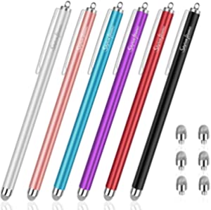 StylusHome Stylus Pens for Touch Screens (6 Pcs), Sensitivity Capacitive Stylus Fiber Tips Touch Screen Pen with 6 Extra Replaceable Tips for for iPad iPhone Tablets All Universal Touch Devices