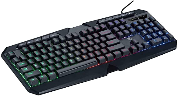 KBoard - Techno Zone E7 Gaming Keyboard with Multi Light RGB and Multi-Media Built in Button - Black