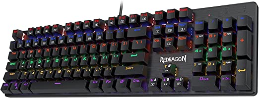 REDRAGON K608 Valheim Gaming Mechanical Keyboard - Brown Switch Tactile & Silent - Rainbow LED Lighting - English & Arabic Keys - Black