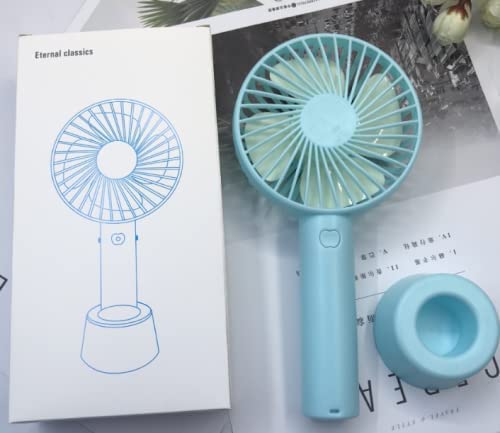 GENIXWEB Mini Portable USB Hand Fan Built-in Rechargeable Battery Operated Summer Cooling Table Fan with Standing Holder Handy Base For Home Office Indoor Outdoor Travel (MULTICOLOR)