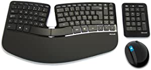 Microsoft Sculpt Ergonomic Desktop Keyboard, Mouse and Numeric Pad Set, UK Layout - Black