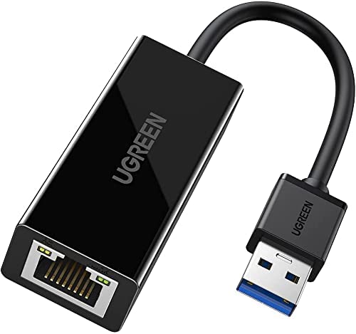 UGREEN USB Ethernet Adapter USB 3.0 to 10/100/1000 Gigabit Ethernet LAN Network Adapter Ethernet Compatible for Nintendo Switch MacBook Surface Pro Laptop PC Black(cr111)