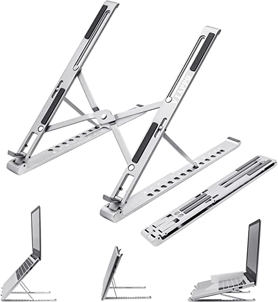 VIAPPO Portable Foldable Laptop Stand, Adjustable Aluminum Ergonomic Laptop Stand,PC and MacBook Laptop Stand,Laser Engraving A-M Letters for Easy Adjustment.Free 2 Universal Keyboard Covers