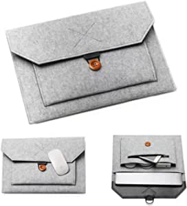 Wool Felt Laptop Sleeve (15.6 Inch ) Ultralight Notebook Tablet IPAD Case Multi-pocket Pouch Bag Briefcases For Apple MacBook Air Pro Notebook /Asus/Acer/Dell/HP/Lenovo Power Adapte _ Gray