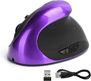 Wireless Optical Vertical Mouse, 3rd Gen Right Hand Ergonomic Wireless Vertical Mouse Gaming Mice Computer Mice(purple)