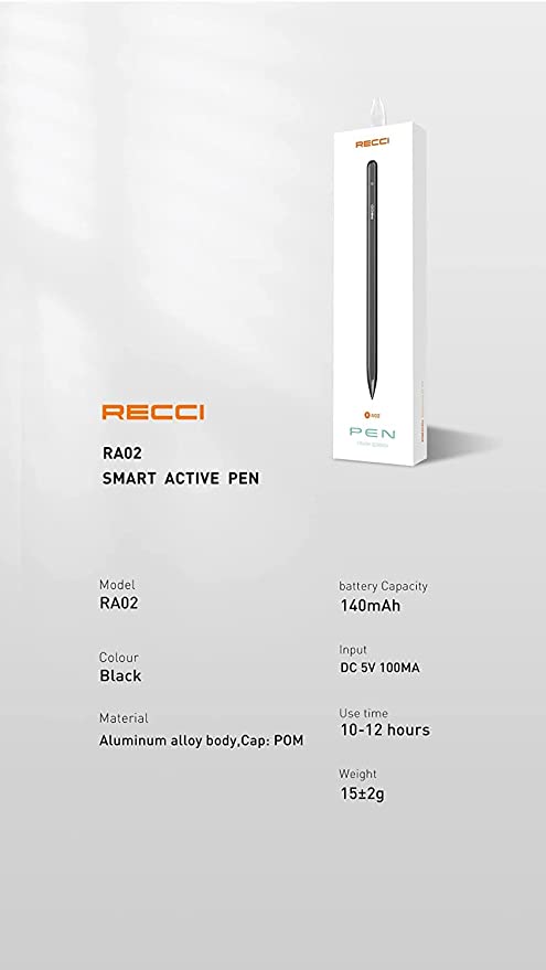 Recci RA02 Stylus Pen with Palm Rejection Active