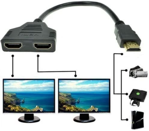 Phoebe168 1080P HDMI Male To Dual HDMI Female 1 to 2 Way Splitter Cable Adapter Converter For HDTV/ PS3 /STB/DVD players and most LCD Projectors