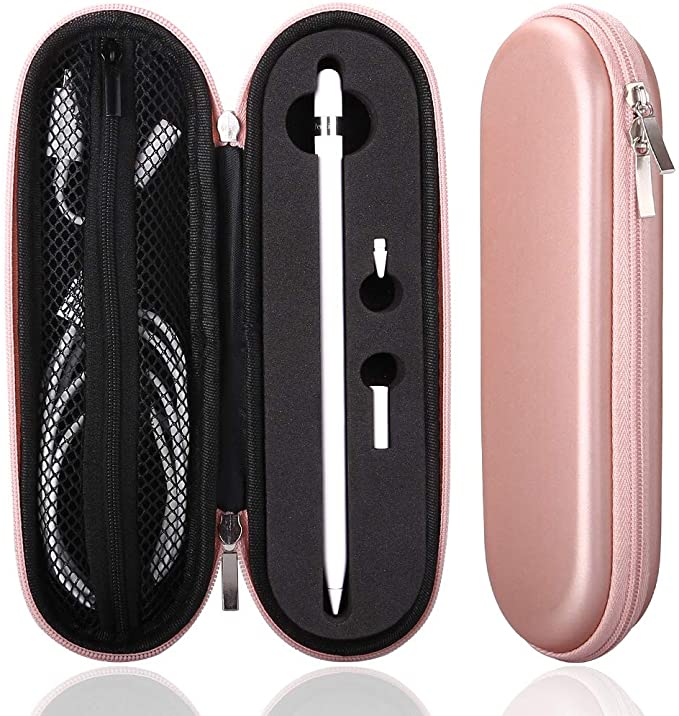 Shockproof Carrying Case for Apple Pencil, iMangoo Hard Protective EVA Pouch Pencil Adapter Sleeve Pencil Cap Holder Travel Cover Impact Resistant Case Bag for Apple Pencil & Pencil 2 Rose Gold