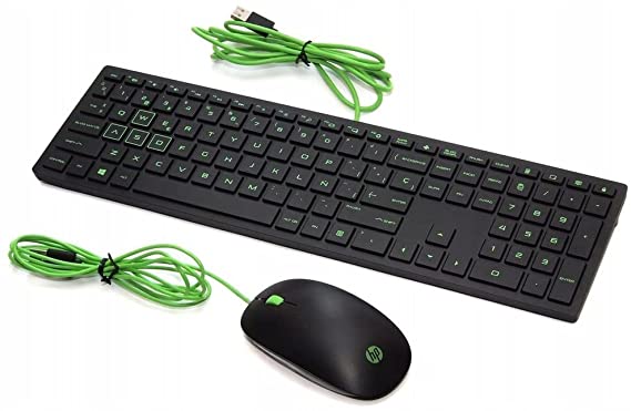 HP TPC-P001M USB Wired - Black&Green Keyboard with Mouse 928923-002