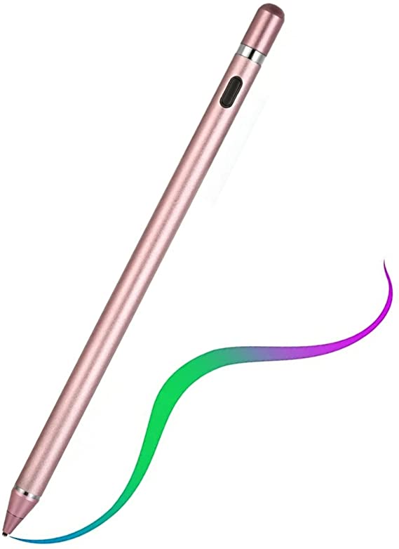 Stylus Pens for Touch Screens,Active Stylus Compatible for Apple iPad,Rechargeable 1.5mm Fine Point Smart Pencil Digital Compatible iPad and Most Tablet,for Drawing and Handwriting (Pink)