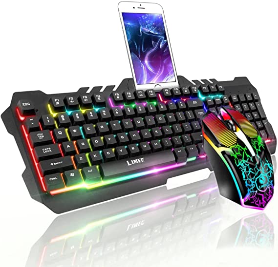 COOSEON Gaming Keyboard and Mouse, Keyboard and Mouse Combination, Wired Keyboard and Mouse, USB Interface, LED Keyboard, Mechanical Sensitivity, Suitable for Gaming, Work and Entertainment