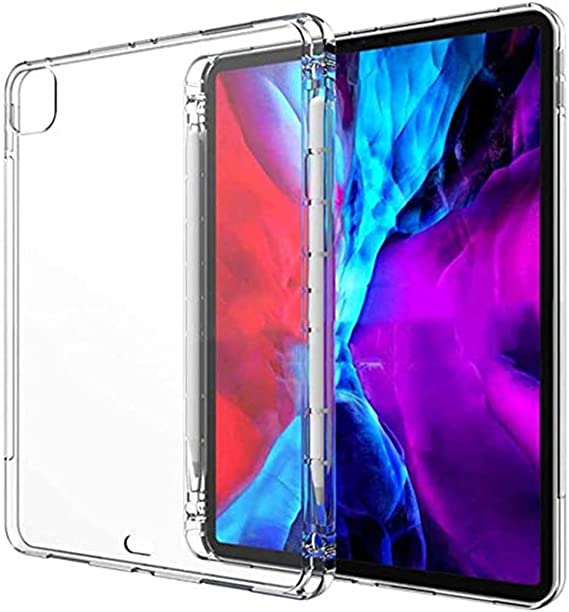 Clear Case for iPad Pro 11 2020 & 2018, Soft TPU Back Cover, Apple Pencil Wireless Charging Supporting Transparent Slim-fit Shell Case for iPad Pro 11'' (Clear)