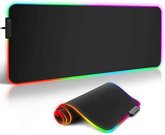 RGB Gaming Mouse Mat Pad Large, ARCHEER Thick Extended Glowing LED Mousepad, Non-Slip Rubber Base, Waterproof Soft Computer Keyboard Mouse Mat for PC Laptop Computer - 800×300×4mm