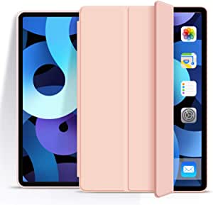Aoub Case for iPad Pro 12.9 2020 & 2018, Ultra Slim Lightweight Trifold Stand Smart Auto Sleep/Wake Cover, Soft TPU Silicone Back Case for iPad Pro 12.9 inch, Light Pink