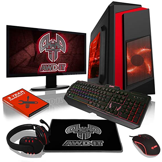 ADMI GAMING PC PACKAGE: 22 Inch 1080p Monitor, Keyboard, Mouse and Gaming Headset AMD 3200G 4.0GHz Quad Core 1TB HDD, 16GB RAM, Wifi, F3 Gaming Case, Windows 10