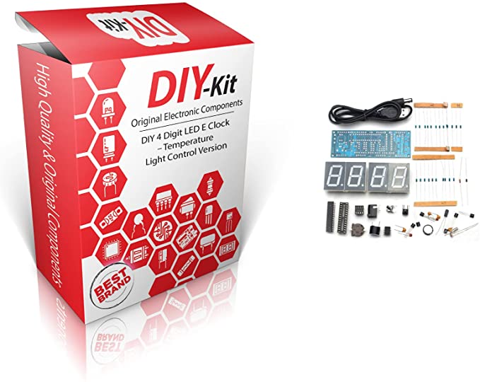 DIY-Kit DIY 4 Digit LED E Clock – Temperature Light Control Version