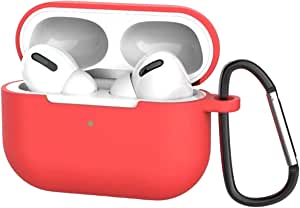 Airpods Pro Case with Keychain, Air Pod Pro Protective Cover and Accessory, for Men Women and Girls, Compatible for iPods Pro (Red)