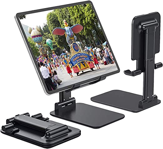 Foldable & Adjustable Tablet Stand,Extendable Compact Desktop Tablet Stand Holder Cradle Dock Compatible with Phones, iPad, Samsung Galaxy Tabs, Kindle,Nintendo Switch(13’’ Max)