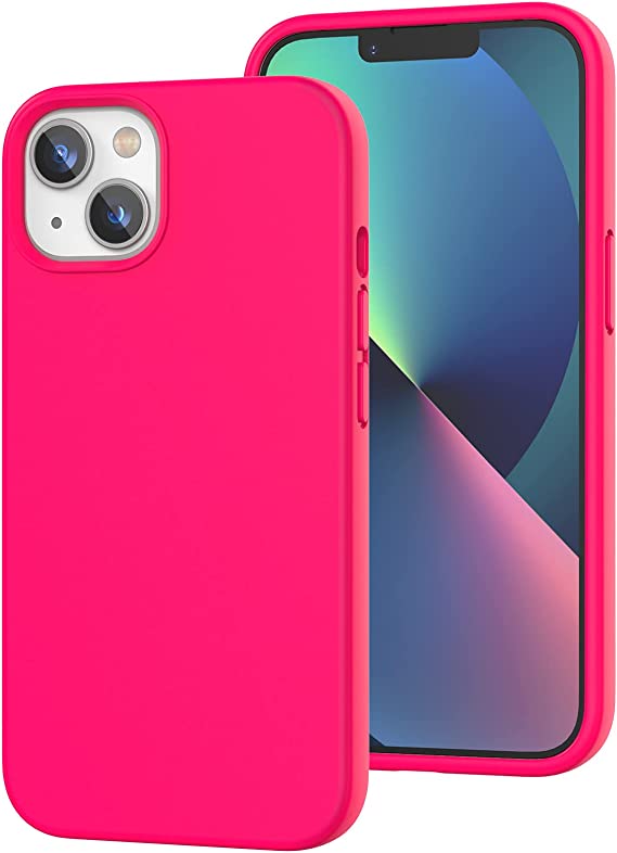 K TOMOTO Compatible with iPhone 13 Case, Liquid Silicone Gel Rubber Cover with Microfiber Lining, Full Body Drop Protection Phone Case for iPhone 13 6.1 Inch(2021), Hot Pink