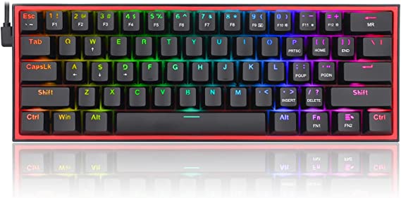 REDRAGON K617 Fizz RGB 60% Gaming Mechanical Keyboard – Red Switches (Black)