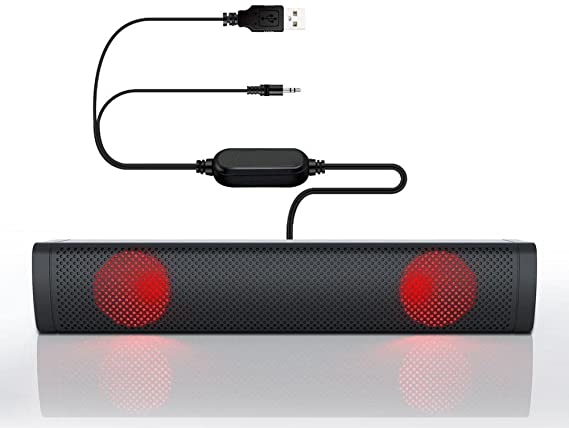 T-Wolf S10 Luminous Computer Bar LED Speaker | 2.0 With 3.5mm Jack + USB (power souce)