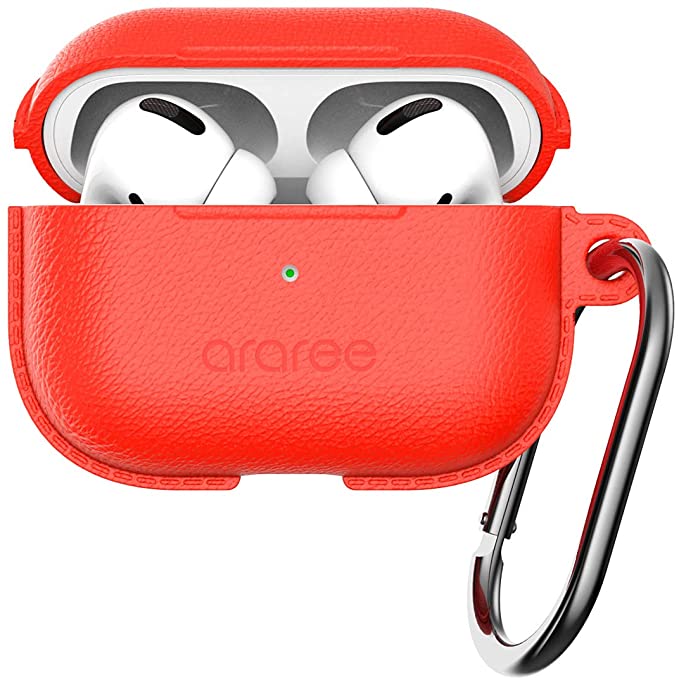 araree POPS Compatible with 2019 Airpods Pro Cover Shockproof Soft Liquid Silicone Sturdy Full Protective case with Keychain for Women Men Girl Man - Red