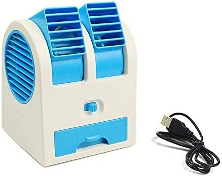 Shivay Enterprise Portable Dual Bladeless Mini Cooler Desktop Table Fan Small Water Air Conditioner Powered by USB and Battery Use of Car Home Office,Multicolour,20 x 10 x 10 Centimeters