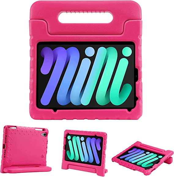 ProCase Kids Case for iPad Mini 6 (8.3 Inch, 6th Generation, 2021 Release), Lightweight Kids Case with Pencil Holder Shockproof Handle Stand Kids Friendly Case -Magenta
