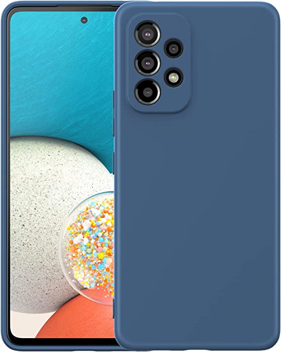 Foluu Silicone Case for Samsung Galaxy A53 5G, Liquid Gel Rubber Case with Soft Microfiber Lining Cushion Slim Hard Shell Shockproof Protective Cover for Samsung Galaxy A53 5G 2022 (Blue)