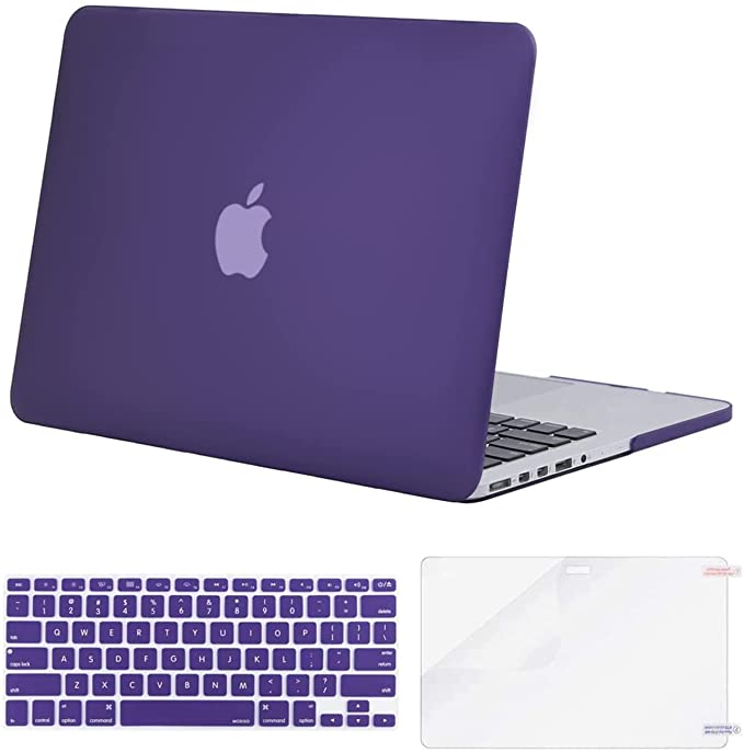 MOSISO Case Only Compatible MacBook Pro (W/O USB-C) Retina 13 Inch (A1502/A1425)(W/O CD-ROM) Release 2015/2014/2013/end 2012 Plastic Hard Shell & Keyboard Cover & Screen Protector, Ultra Violet