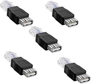 SIENOC 5 Packs of Ethernet RJ45 Male to USB Female Router Adapter Plug Socket LAN Network