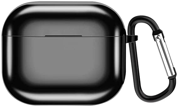 Liquid Case for Apple AirPods 3 3rd Generation (2021), Waterproof Protective Soft TPU Airpods 3 Case Cover with Keychain (glossy black)