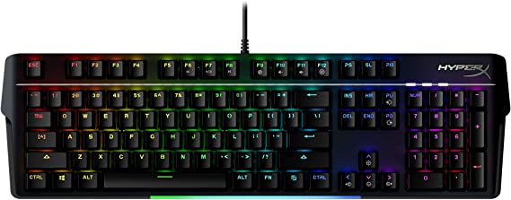 HyperX Alloy MKW100 – Mechanical Gaming Keyboard, Dynamic RGB Lighting, Onboard Memory to Save Lighting Profiles, Dust-Proof Mechanical switches, Brushed Aluminum Frame, Detachable Wrist Rest