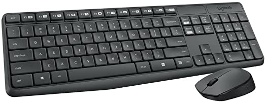 Logitech MK235 Wireless Keyboard and Mouse, Black